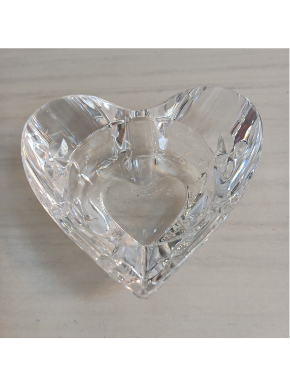 VTG Cashs Ireland Signed Crystal Heart Candle Trinket Holder Classic Elegance